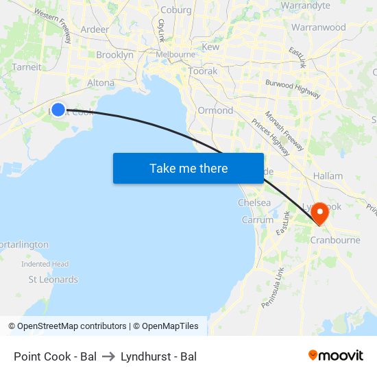 Point Cook - Bal to Lyndhurst - Bal map