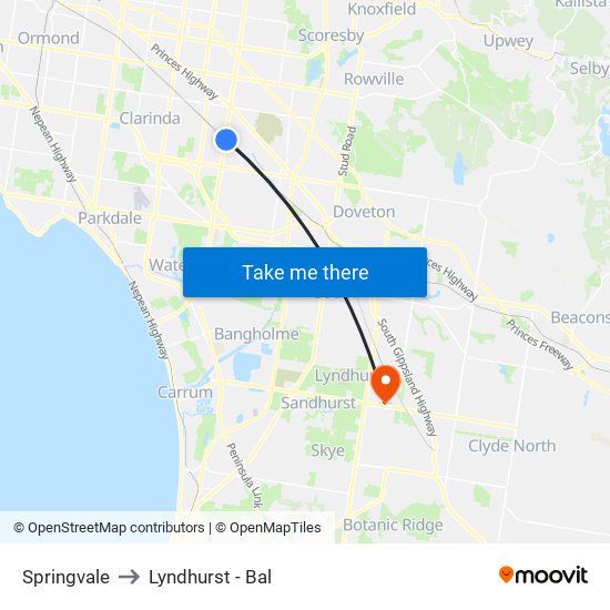 Springvale to Lyndhurst - Bal map