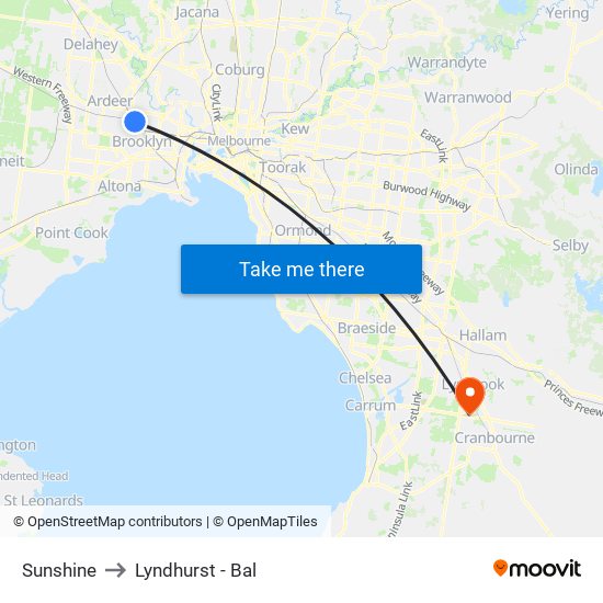 Sunshine to Lyndhurst - Bal map