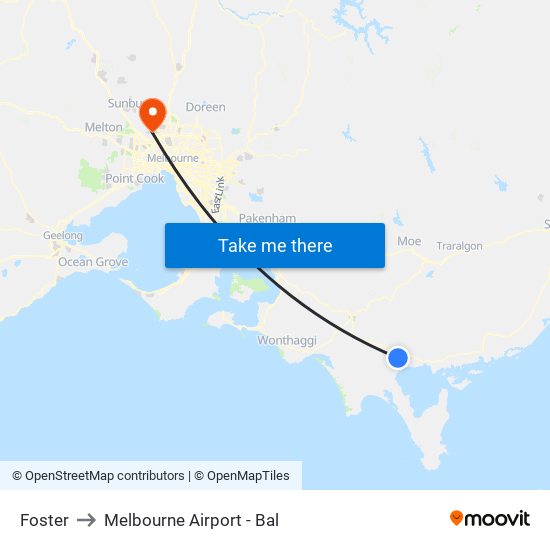 Foster to Melbourne Airport - Bal map