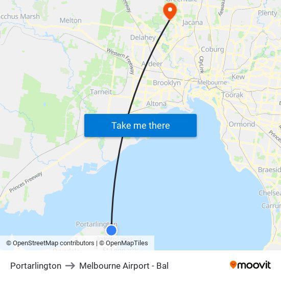 Portarlington to Melbourne Airport - Bal map