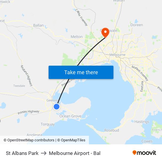 St Albans Park to Melbourne Airport - Bal map