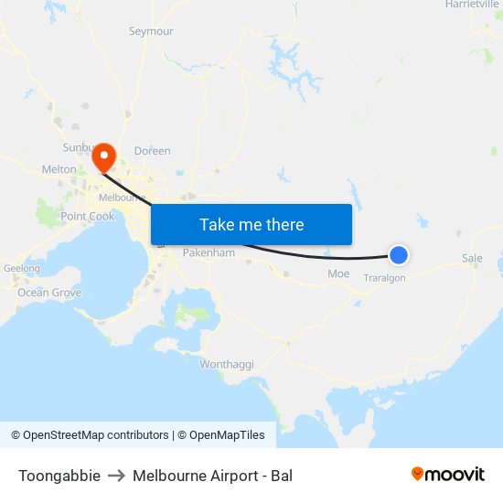 Toongabbie to Melbourne Airport - Bal map