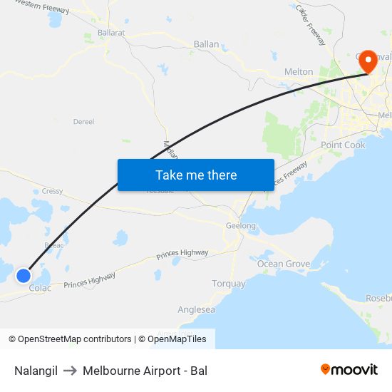 Nalangil to Melbourne Airport - Bal map