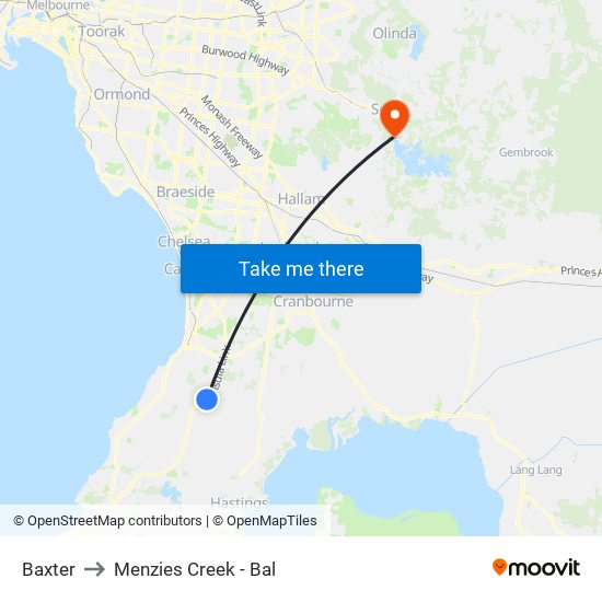 Baxter to Menzies Creek - Bal map