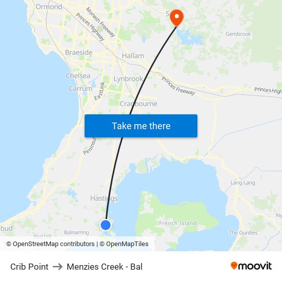 Crib Point to Menzies Creek - Bal map