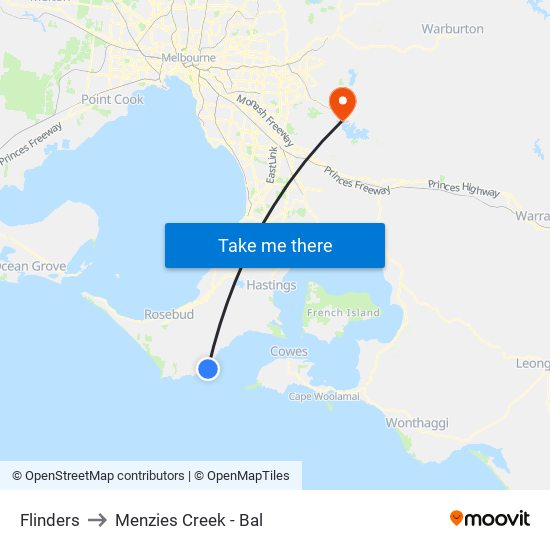 Flinders to Menzies Creek - Bal map