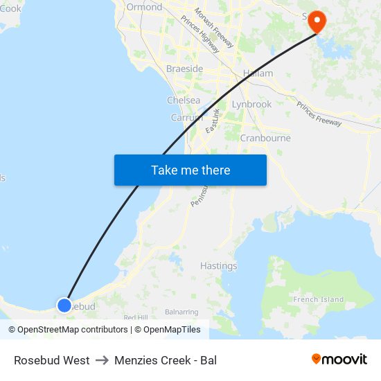 Rosebud West to Menzies Creek - Bal map