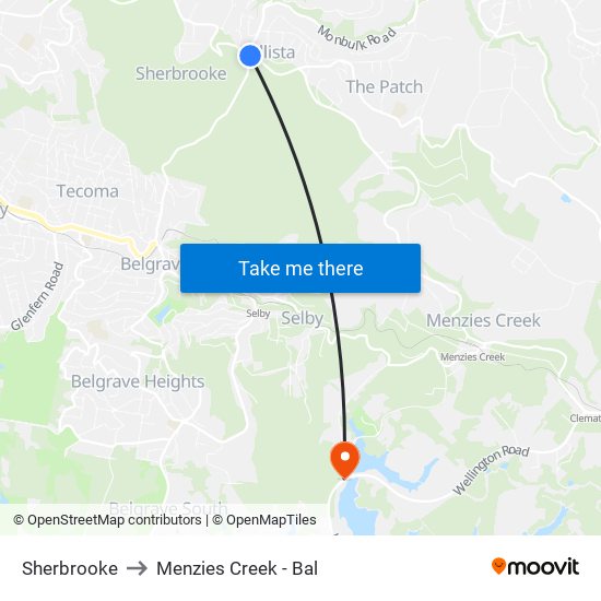 Sherbrooke to Menzies Creek - Bal map