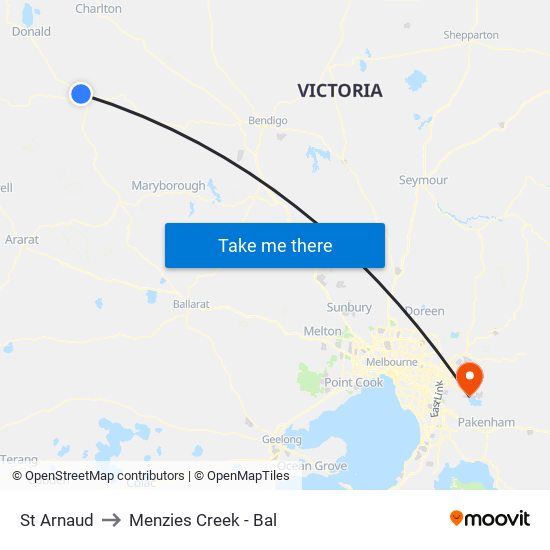 St Arnaud to Menzies Creek - Bal map