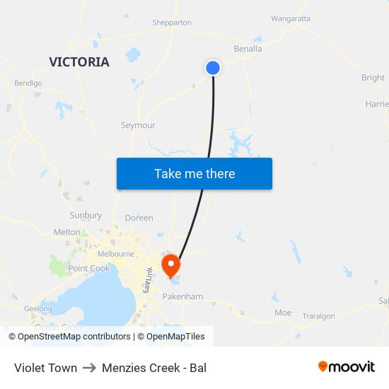 Violet Town to Menzies Creek - Bal map