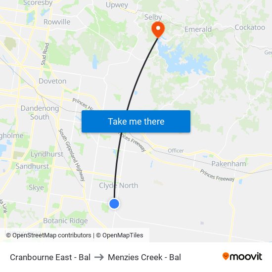 Cranbourne East - Bal to Menzies Creek - Bal map