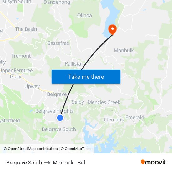 Belgrave South to Monbulk - Bal map