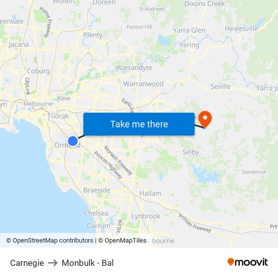 Carnegie to Monbulk - Bal map