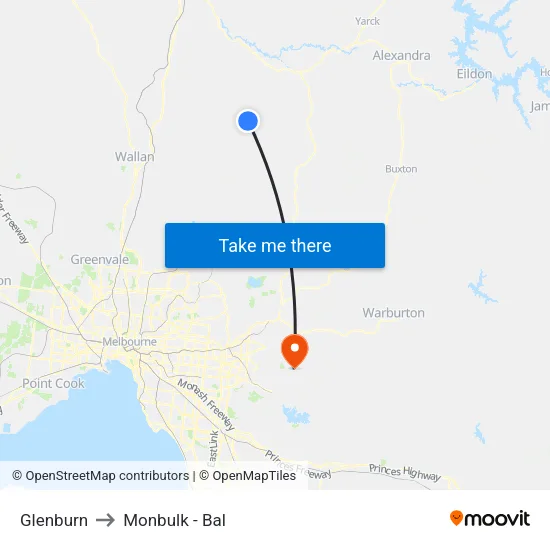 Glenburn to Monbulk - Bal map