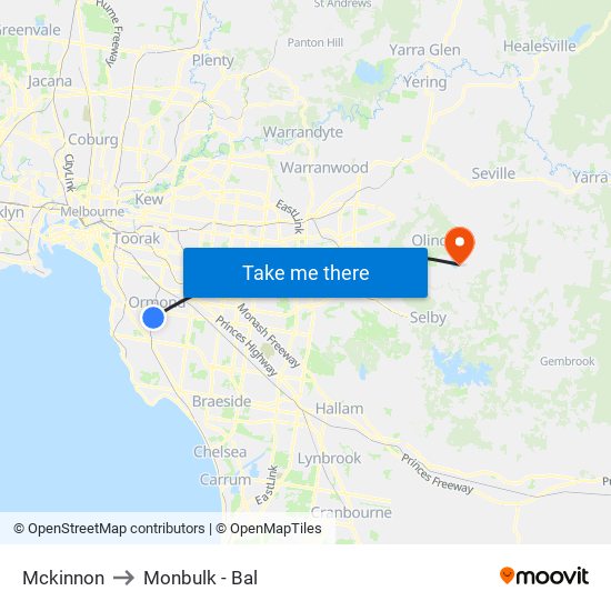 Mckinnon to Monbulk - Bal map