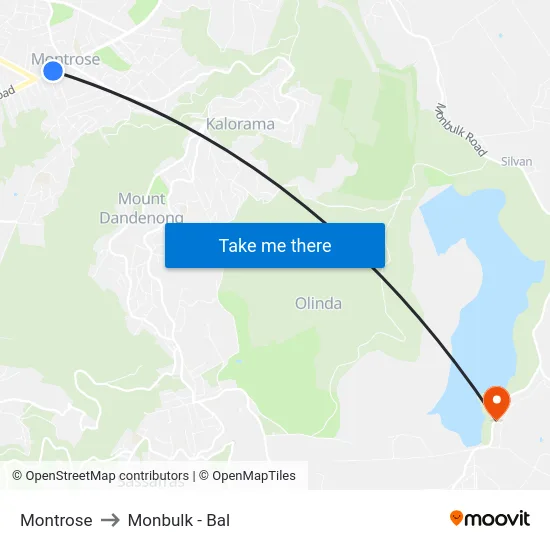 Montrose to Monbulk - Bal map