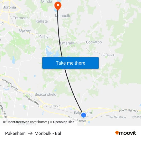 Pakenham to Monbulk - Bal map