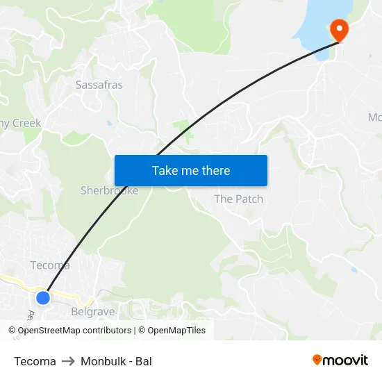 Tecoma to Monbulk - Bal map