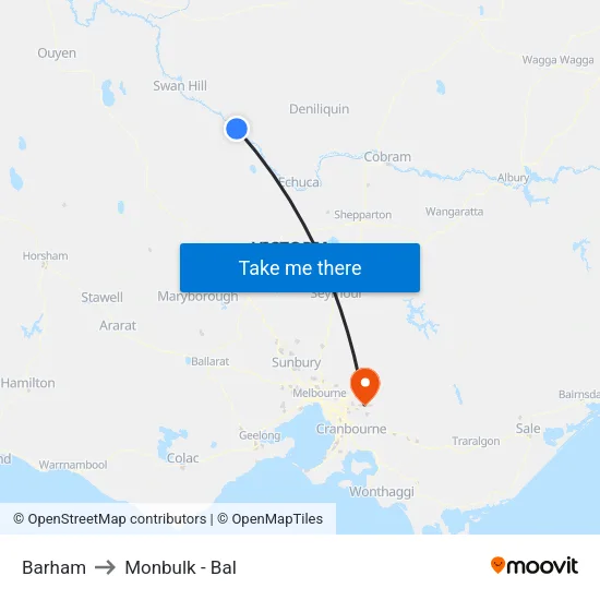 Barham to Monbulk - Bal map