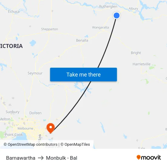 Barnawartha to Monbulk - Bal map