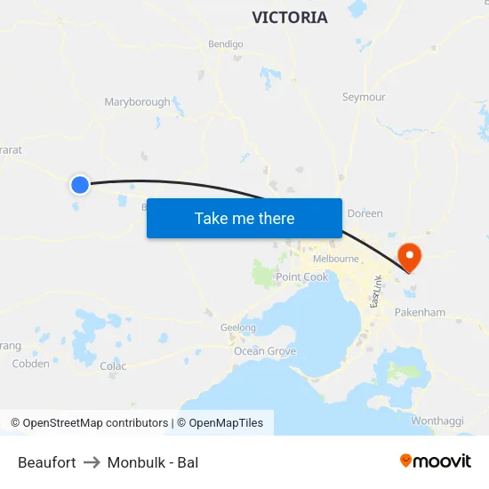 Beaufort to Monbulk - Bal map