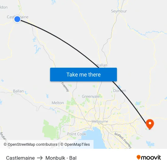 Castlemaine to Monbulk - Bal map
