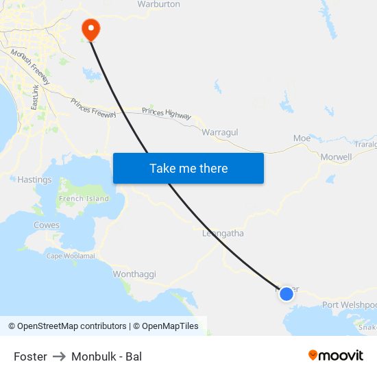 Foster to Monbulk - Bal map