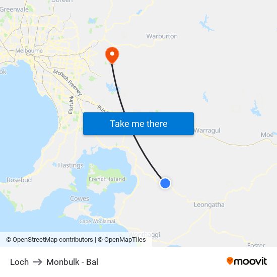 Loch to Monbulk - Bal map