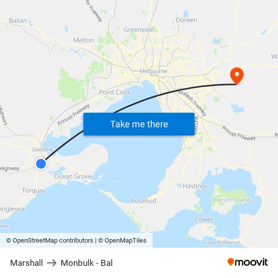 Marshall to Monbulk - Bal map