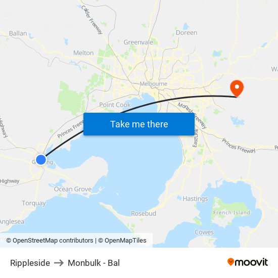 Rippleside to Monbulk - Bal map