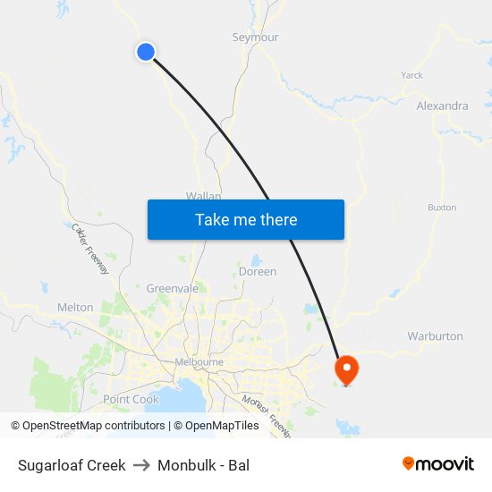 Sugarloaf Creek to Monbulk - Bal map