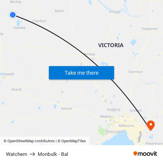 Watchem to Monbulk - Bal map