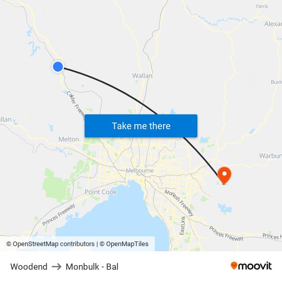 Woodend to Monbulk - Bal map