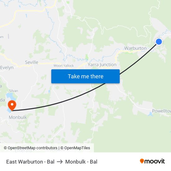 East Warburton - Bal to Monbulk - Bal map