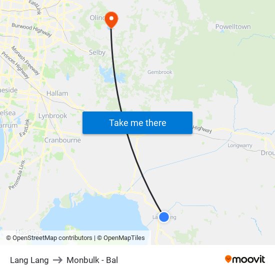 Lang Lang to Monbulk - Bal map