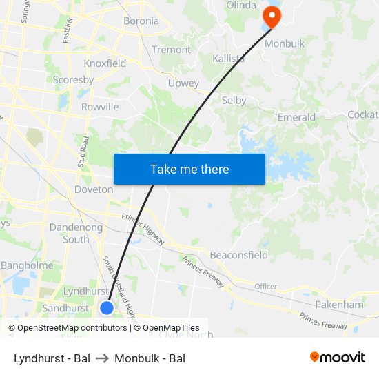 Lyndhurst - Bal to Monbulk - Bal map