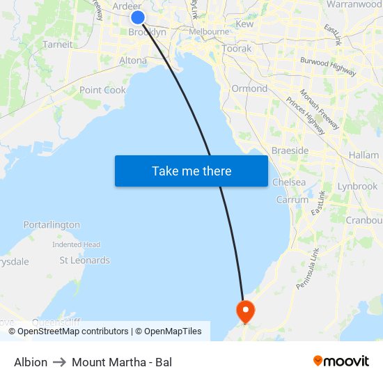 Albion to Mount Martha - Bal map
