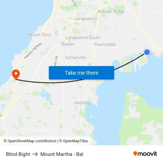 Blind Bight to Mount Martha - Bal map