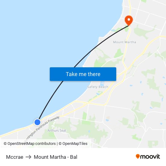 Mccrae to Mount Martha - Bal map