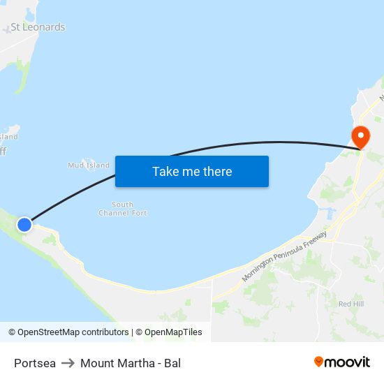 Portsea to Mount Martha - Bal map