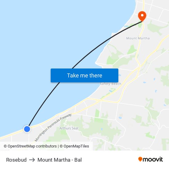Rosebud to Mount Martha - Bal map