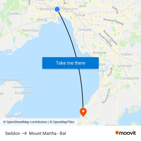 Seddon to Mount Martha - Bal map
