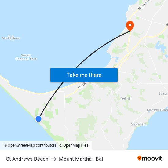 St Andrews Beach to Mount Martha - Bal map