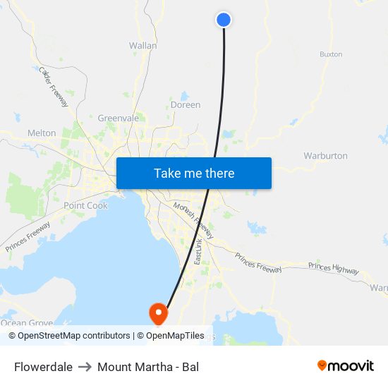 Flowerdale to Mount Martha - Bal map