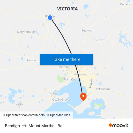 Bendigo to Mount Martha - Bal map