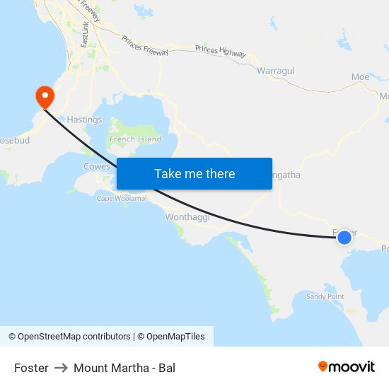 Foster to Mount Martha - Bal map