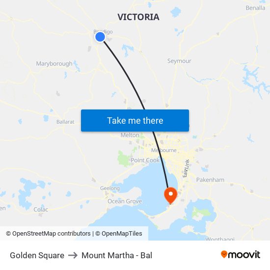 Golden Square to Mount Martha - Bal map