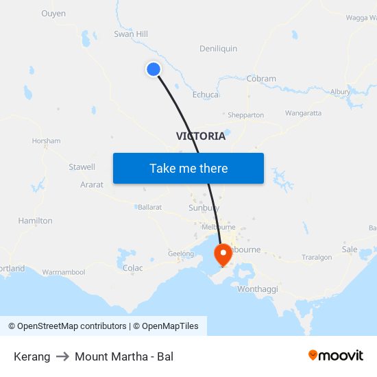 Kerang to Mount Martha - Bal map