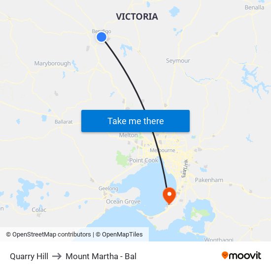 Quarry Hill to Mount Martha - Bal map